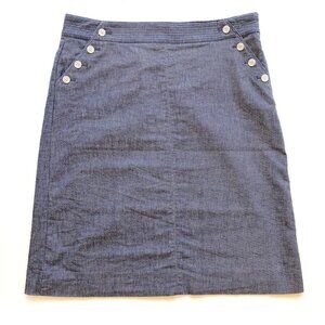 Talbots Womens Linen Blend Chambray Sailor A-Line Skirt Size 16 Nautical Buttons